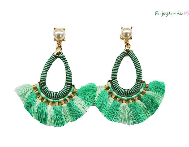 Pendientes flecos turquesa