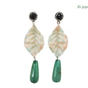 Pendientes hoja simil mármol