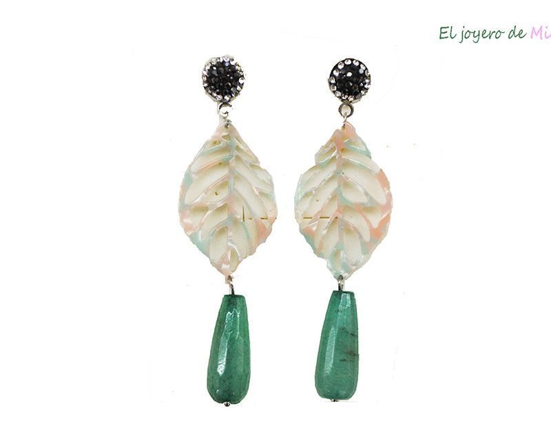 Pendientes hoja simil mármol