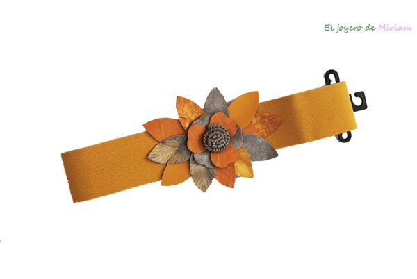 Fajín mostaza flor piel