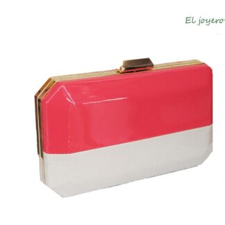 Clutch coral y beige