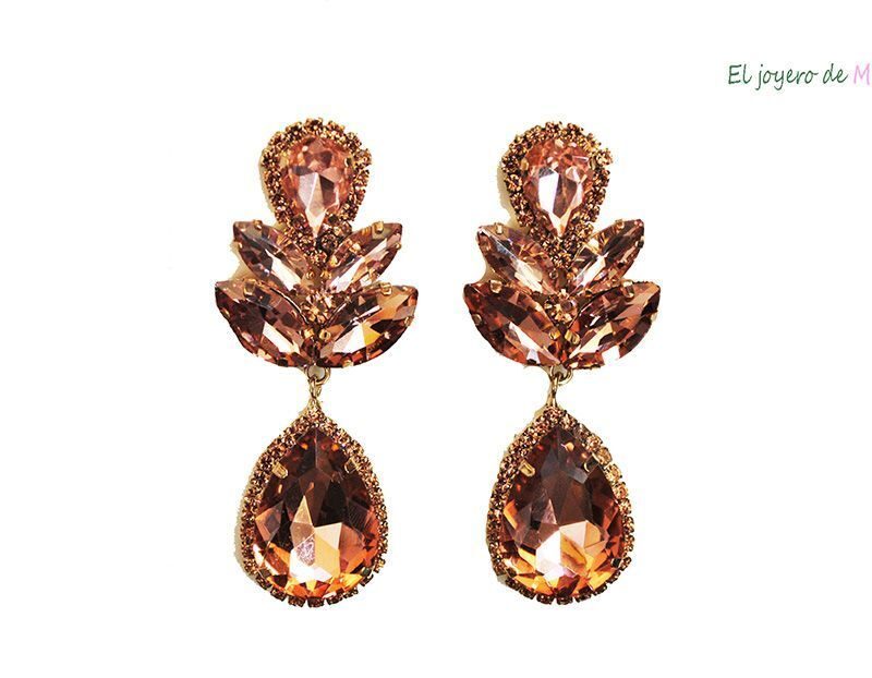 Pendientes cristal salmón