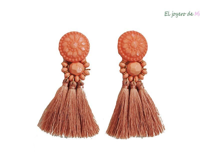 Pendientes flecos coral