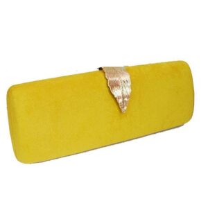 Bolso clutch mostaza hoja