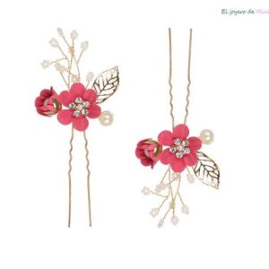 Horquillas flores fucsias