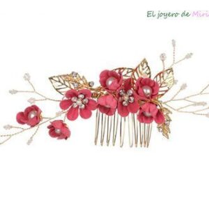 Peineta de fiesta flores fucsias