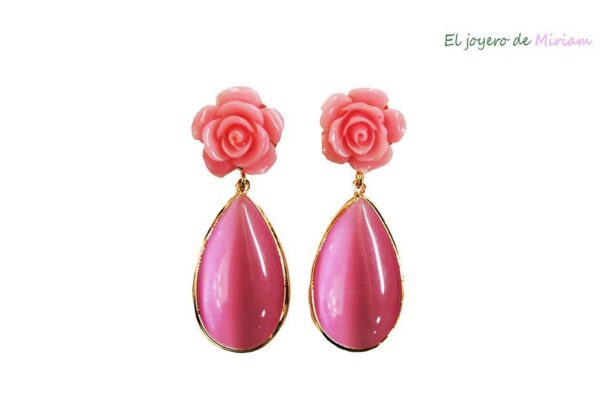 Pendientes rosas lágrima