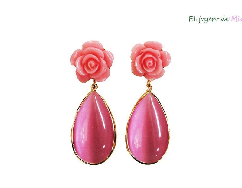 Pendientes rosas lágrima