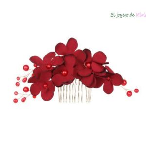 Peineta de fiesta flores granates