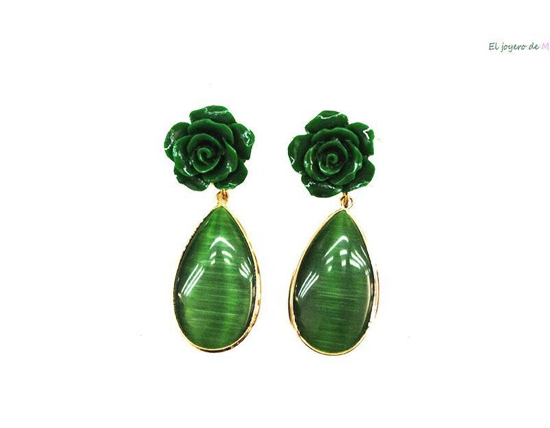 Pendientes verdes lágrima