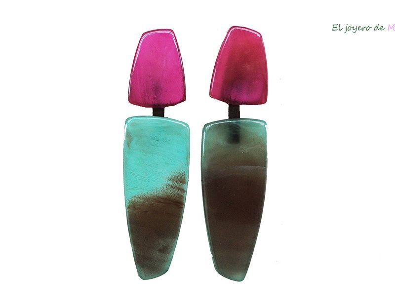 Pendientes turquesa y fucsia