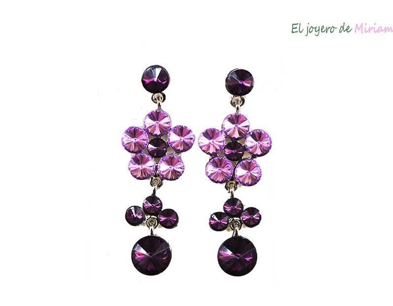 Pendientes morados y malvas