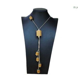 Collar largo madera bambú