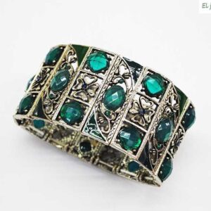 Brazalete azul petróleo y metal