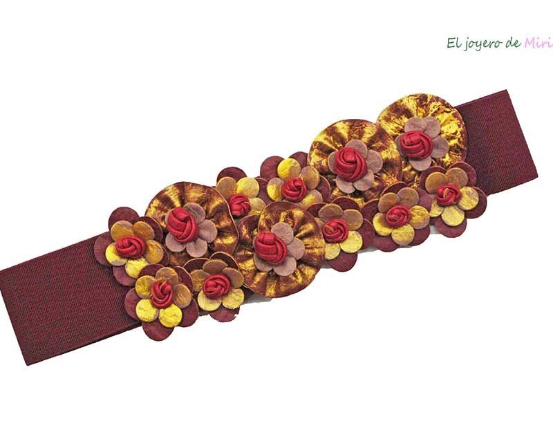 Fajín granate y dorado