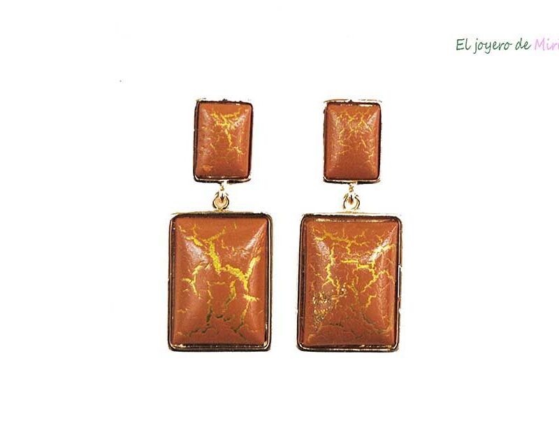 Pendientes naranjas rectangulares