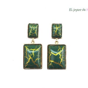Pendientes turquesa rectangulares