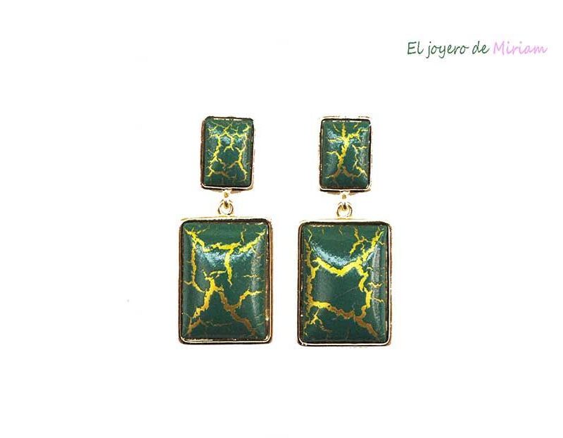 Pendientes turquesa rectangulares