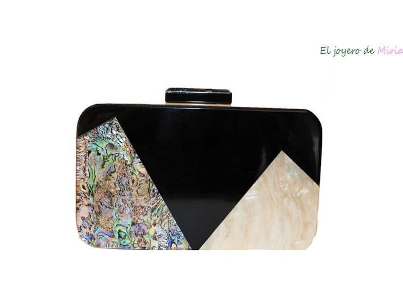 Bolso clutch carey y madera