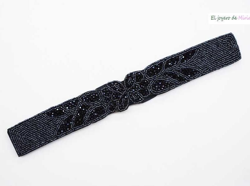 Fajín azul marino con pedrería