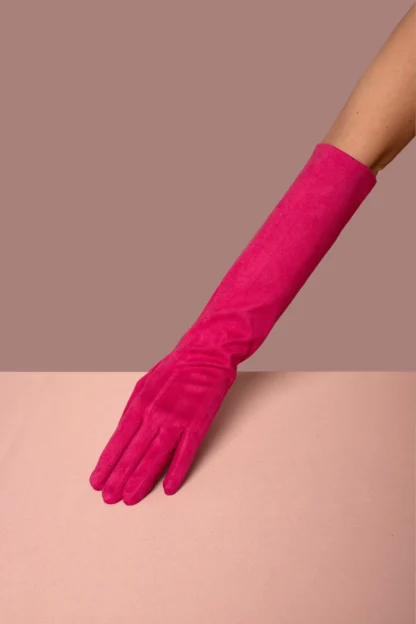 Guantes fucsias antelina 40 cm - Imagen 2
