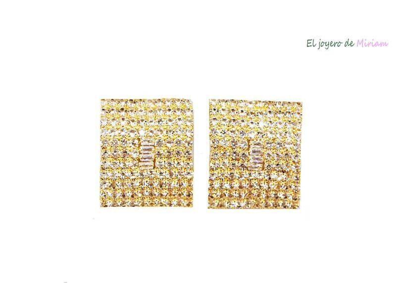 Pendientes dorados cristales