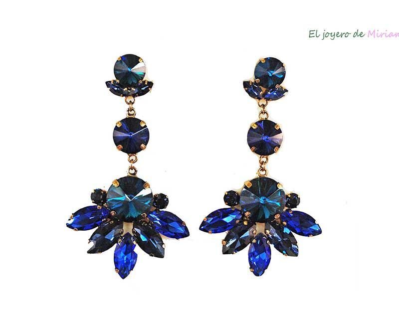 Pendientes azules largos