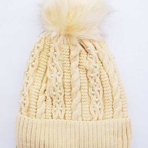 Gorro beige perlas