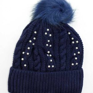 Gorro azul marino perlas