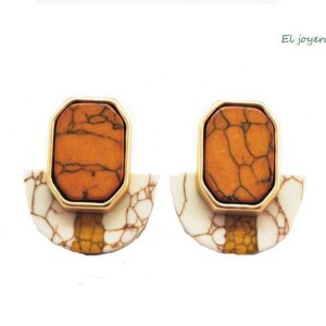 Pendientes ocre símil mármol