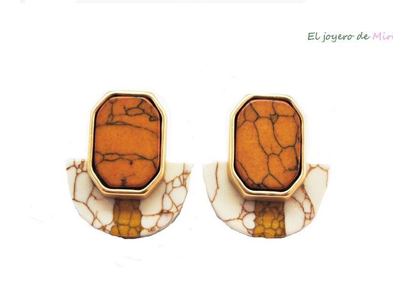 Pendientes ocre símil mármol