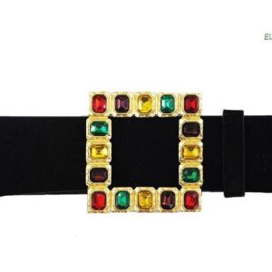Cinturón negro hebilla multicolor