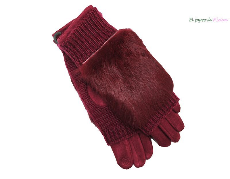 Guantes granates pelo