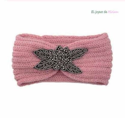 Turbante rosa bordado