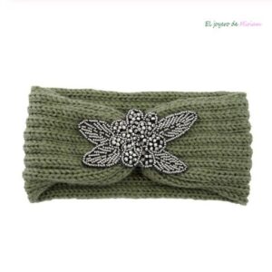 Turbante verde kaki bordado