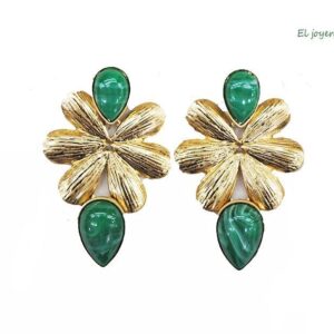Pendientes dorados y turquesas
