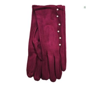 Guantes burdeos con perlas