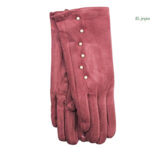 Guantes rosas con perlas