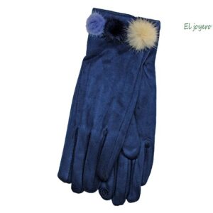 Guantes azules bolas pelo