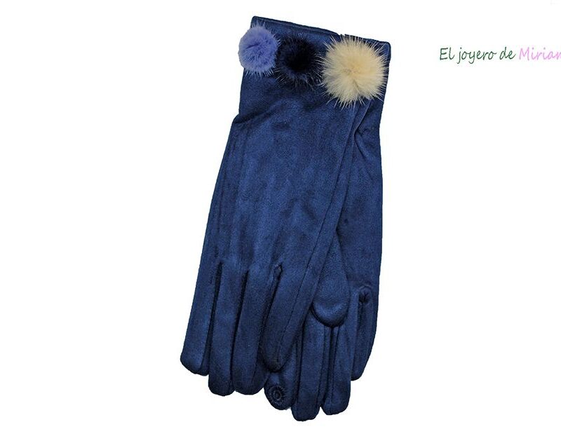 Guantes azules bolas pelo