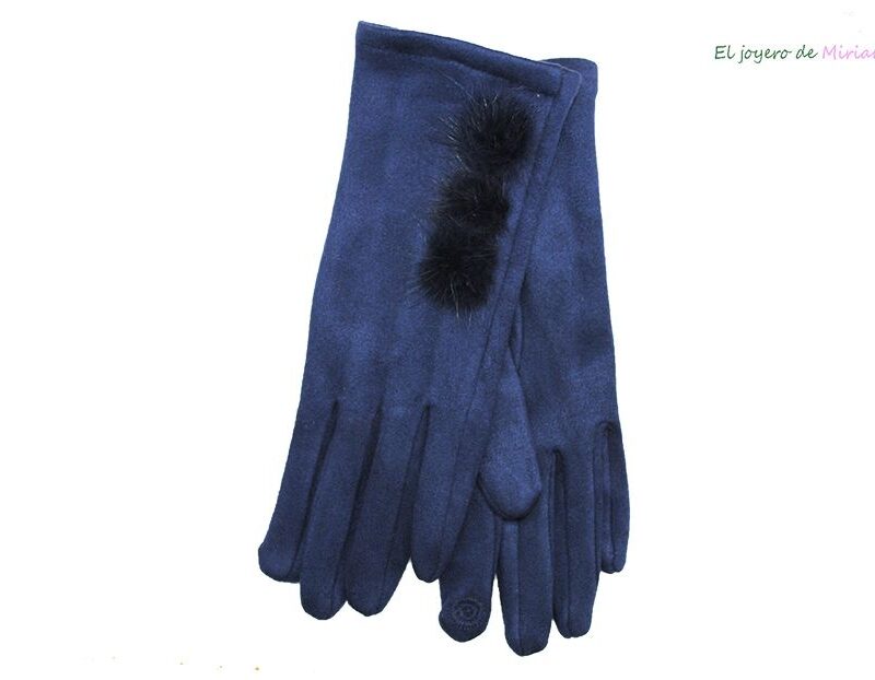 Guantes azul marino con pelo