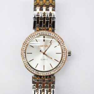 Reloj plateado y cobre