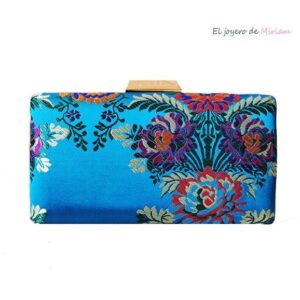 Bolso clutch azul estampado