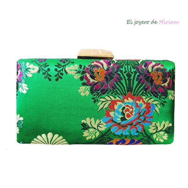 fragmento Túnica silencio Bolso clutch verde estampado - El joyero de Miriam