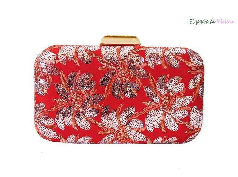 Bolso clutch rojo lentejuelas