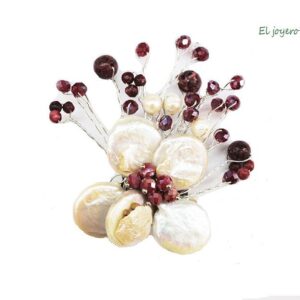 Broche burdeos flor