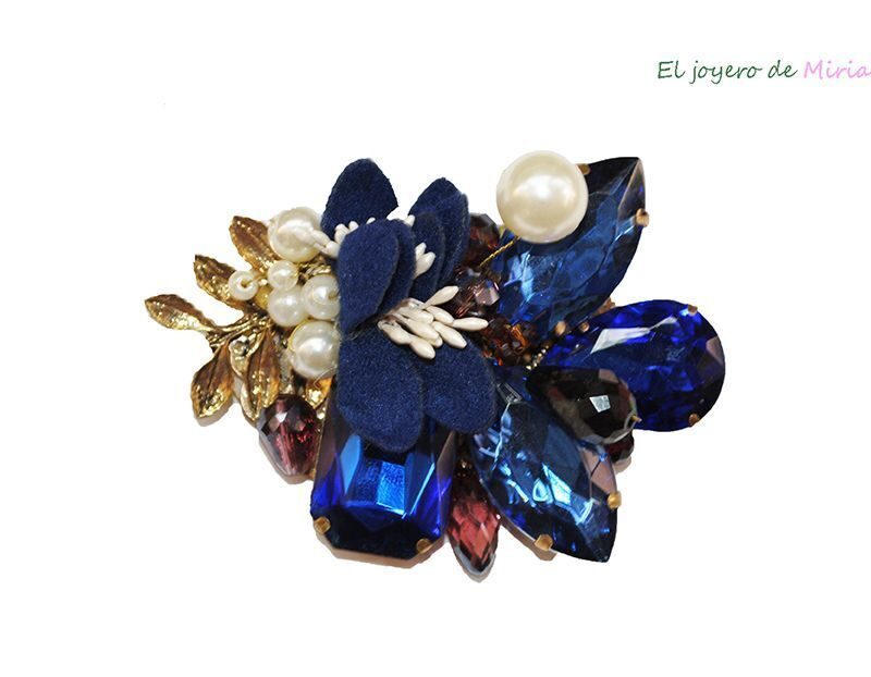 Broche ramillete azul