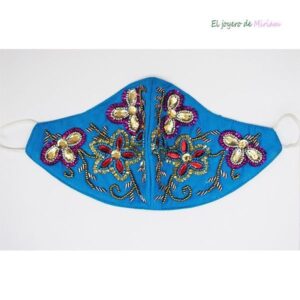 Mascarilla azul pedrería