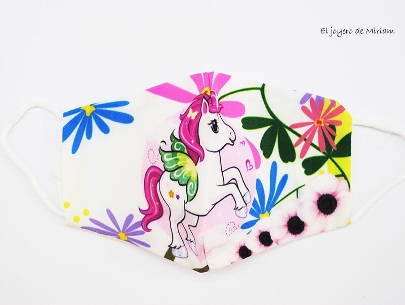 Mascarilla infantil unicornio
