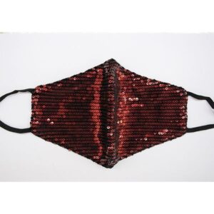 Mascarilla granate lentejuelas